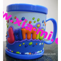 new arrival embossed colorful words embossing plastic rubber mug